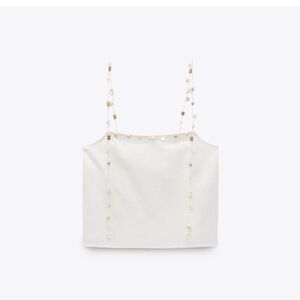 Zara White Shell-Detail Tank